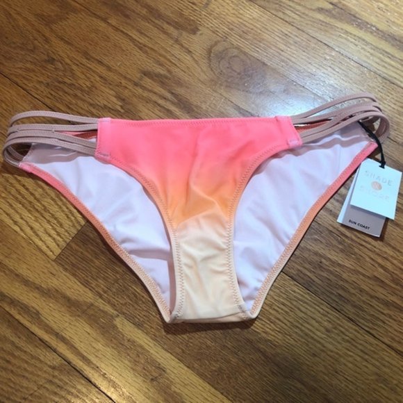 NWT Shade & Shore Pink Orange Ombré Bikini Bottom S - Picture 3 of 8